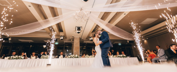 Couple dancing at their wedding to a song from a south florida wedding dj